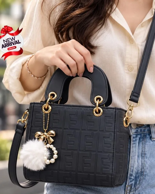 Luxury Black Embossed Handbag for Women