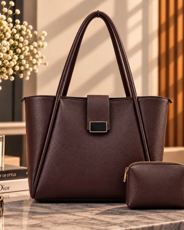 Dark Brown Leather Tote Bag
