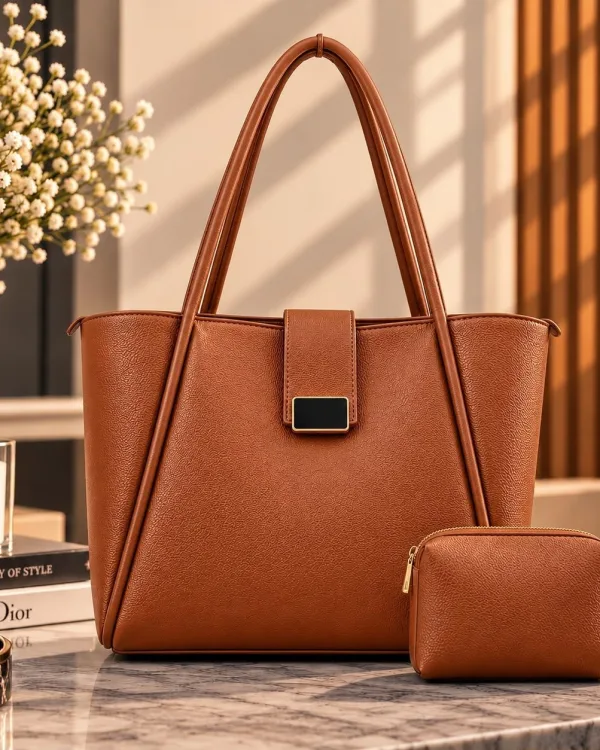 Caramel Leather Tote Bag