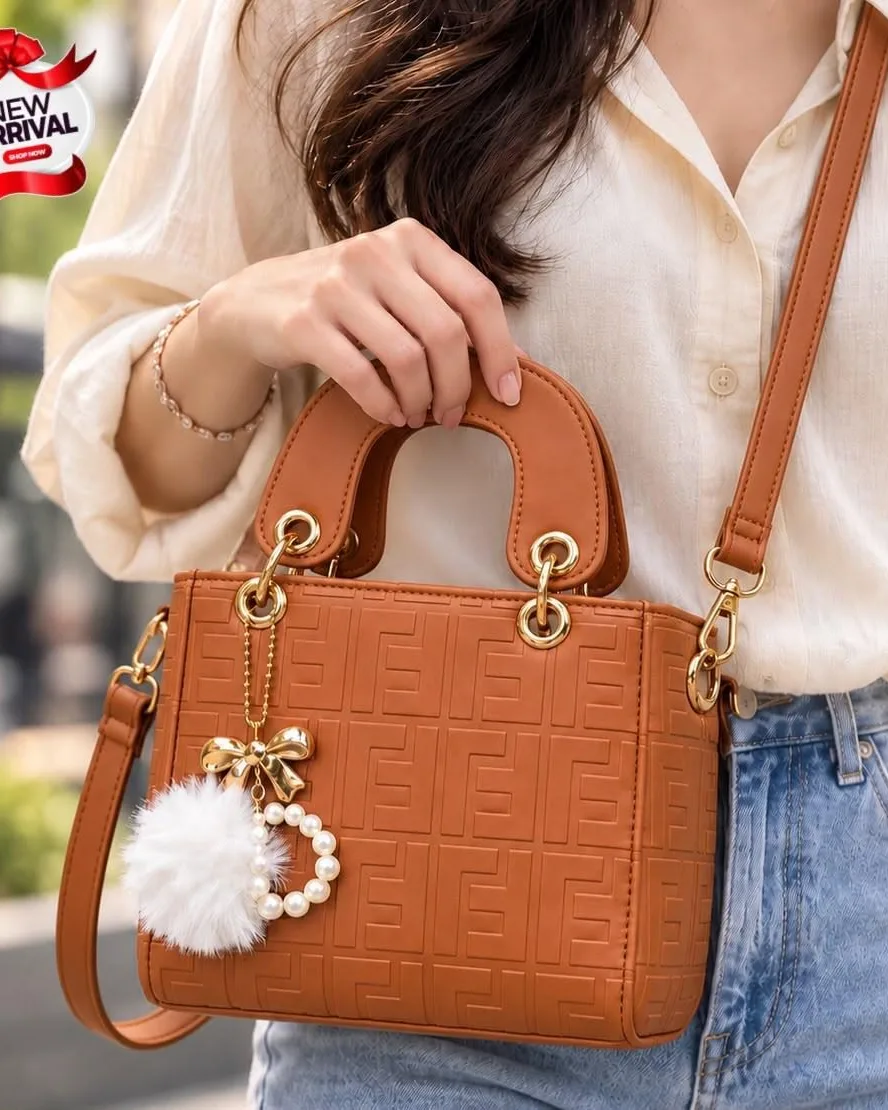 Luxury Caramel Embossed Handbag for Women