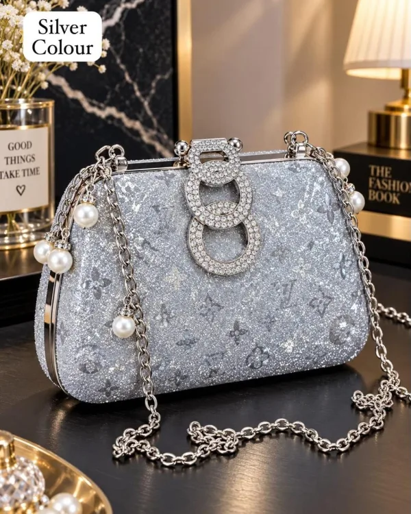 Silver Glitter Clutch Bag