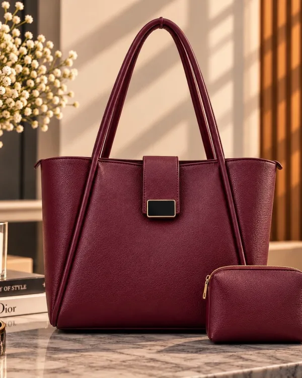 Mehroon Leather Tote Bag