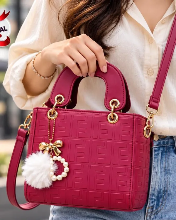 Luxury Pink Embossed Handbag for Women