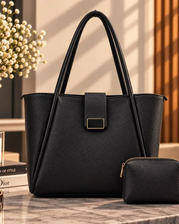 Black Leather Tote Bag