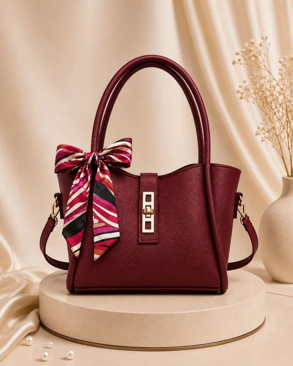 Mehroon Leather Tote Bag