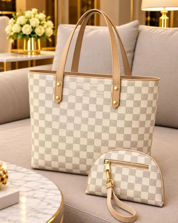 Off-White Checked Tote Bag