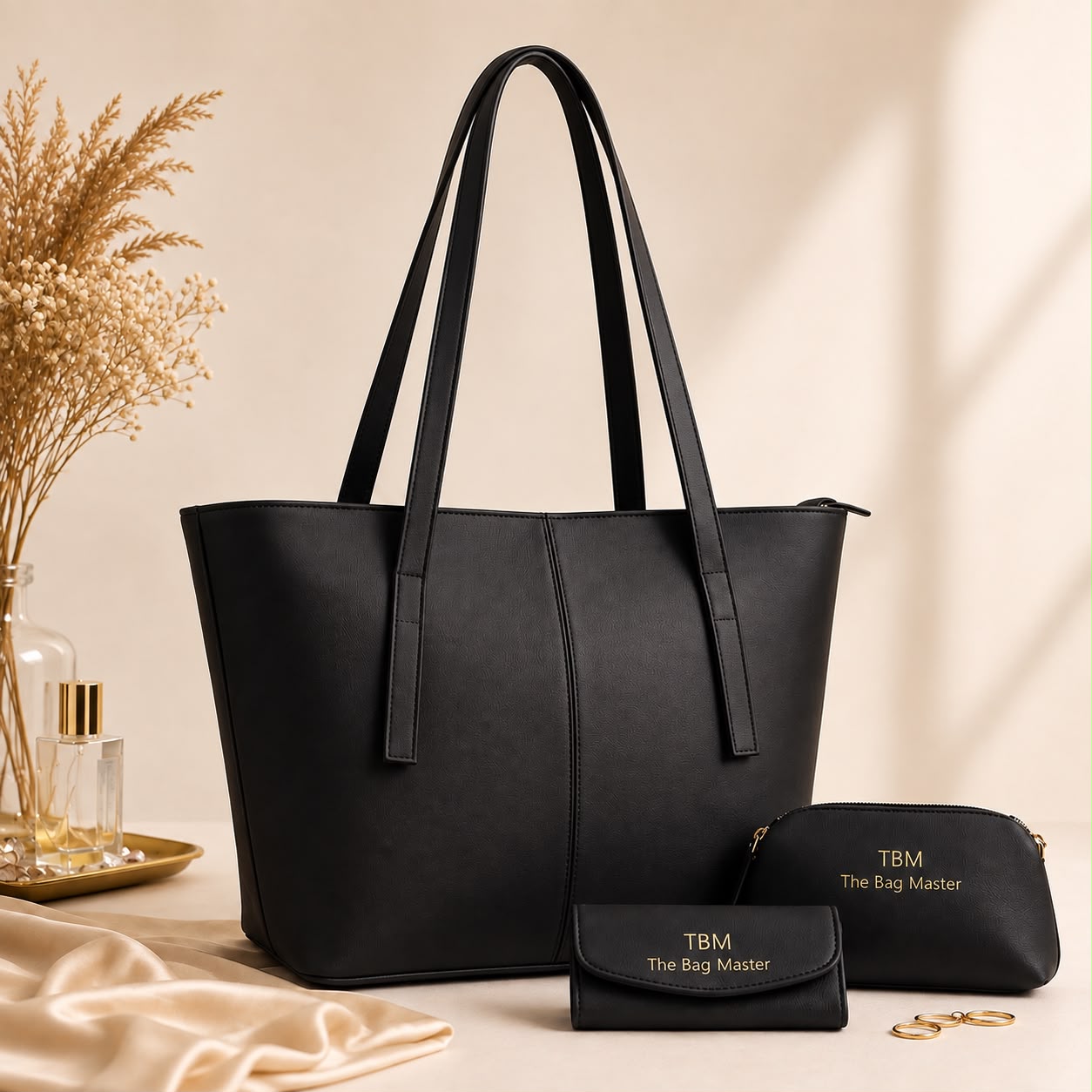 Leather 3-Piece Tote Bag Set - Image 3